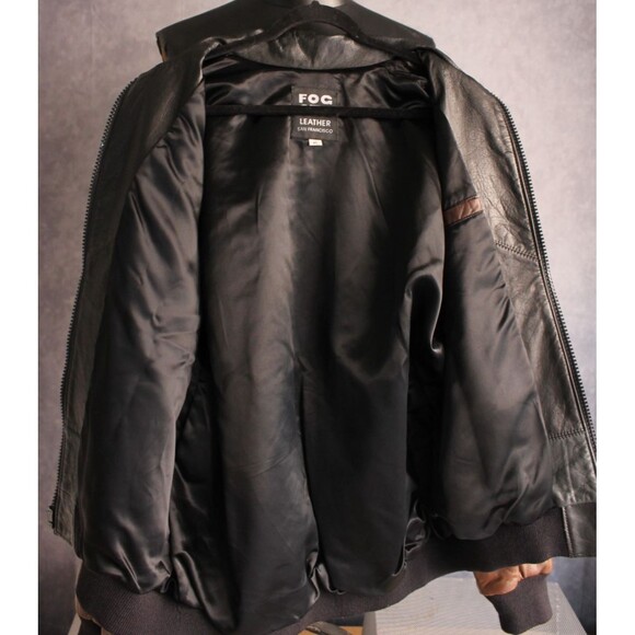 Fog City San Francisco Men's Leather Jacket Size XL Black Brown - Picture 8 of 8